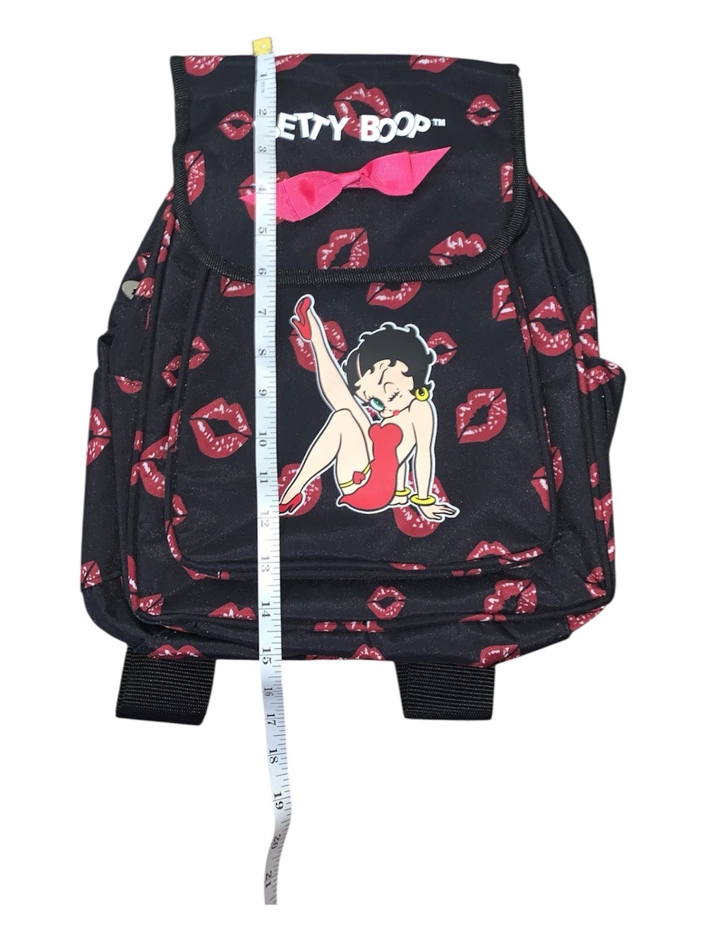 Betty Boop Black & Red Kiss Print Backpack NWT